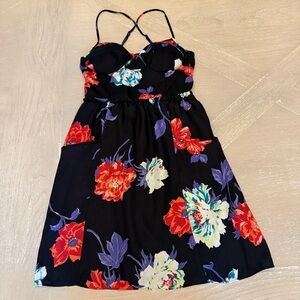 American Eagle Outfitters Red, Purple, Black and White Mini Dress with pockets